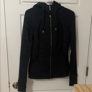 Lululemon black velvet / plush Scuba zip-up hoodie